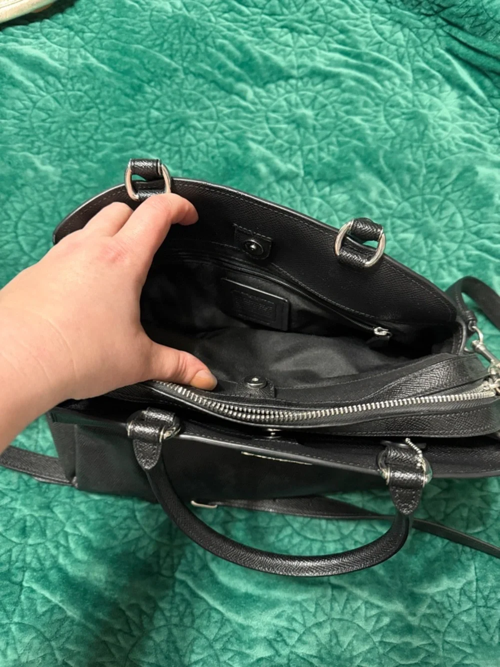 Coach Black Leather Dome Satchel with Removable Crossbody Strap - Picture 4 of 7